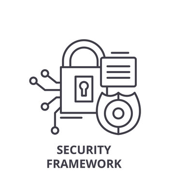 Security Framework Line Icon Concept. Security Framework Vector Linear Illustration, Sign, Symbol