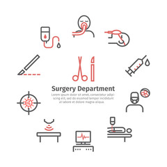 General Surgery line icons. Round banner. Hospital department. Health center. Vector sign for web graphics.