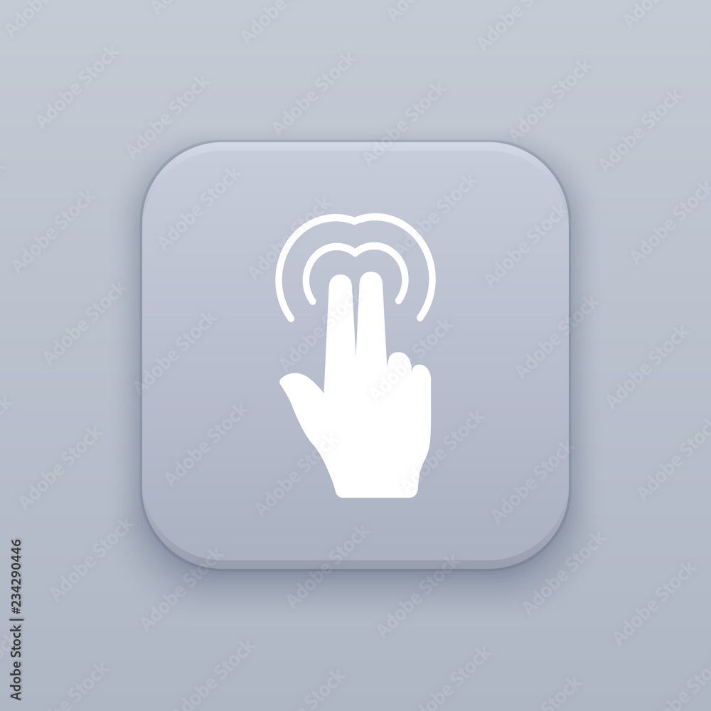 Poster double-click, gray vector button with white icon