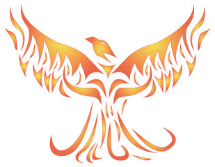 flaming Phoenix bird with open beak