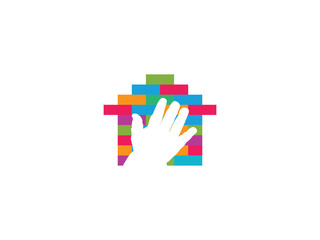 Toy house and baby hand, logo design