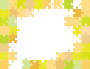 
Multi-colored background from separate pieces of mosaic (puzzles) on a white background. Business, merger, joining, teamwork. 