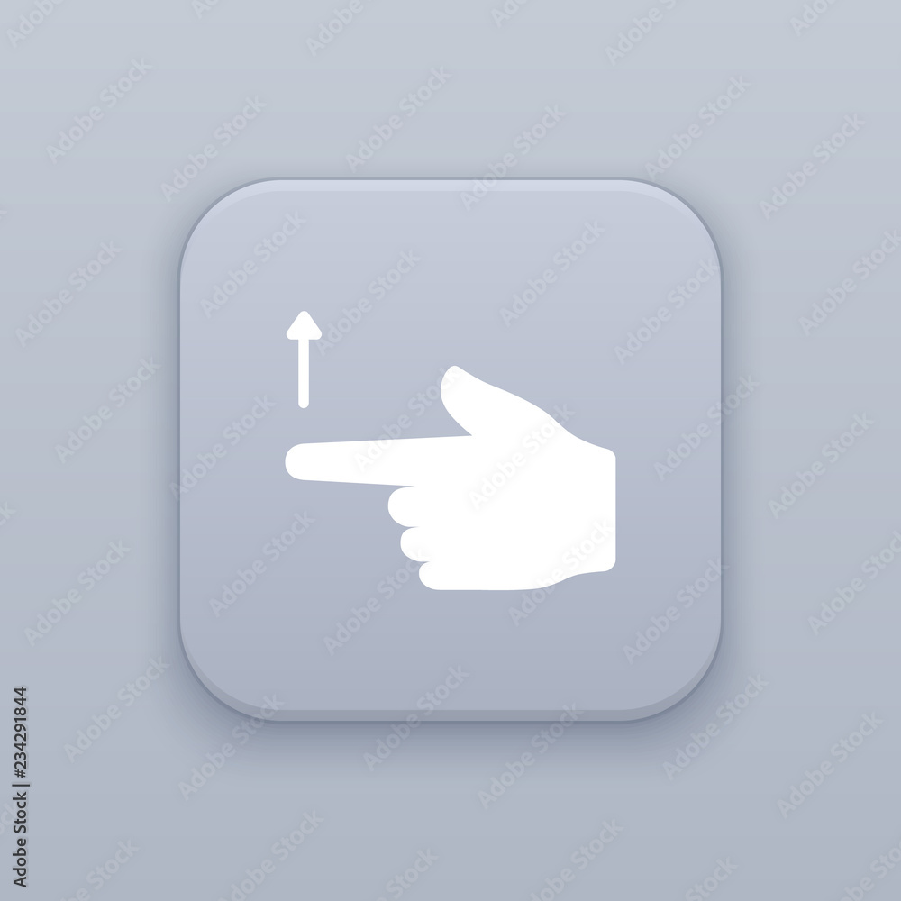 Poster gesture flipping up vector, gesture touch up, gray vector button with white icon
