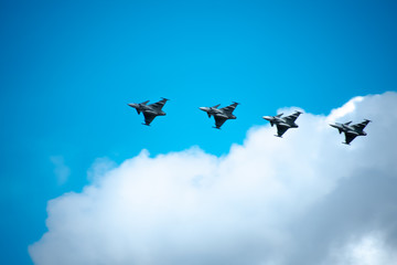 Airplane in row formation