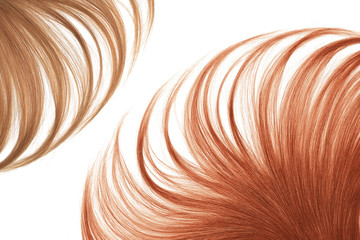 Lush brown and henna hair isolated on white background
