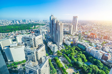Fototapeta premium skyline aerial view of shinjuku in Tokyo, Japan