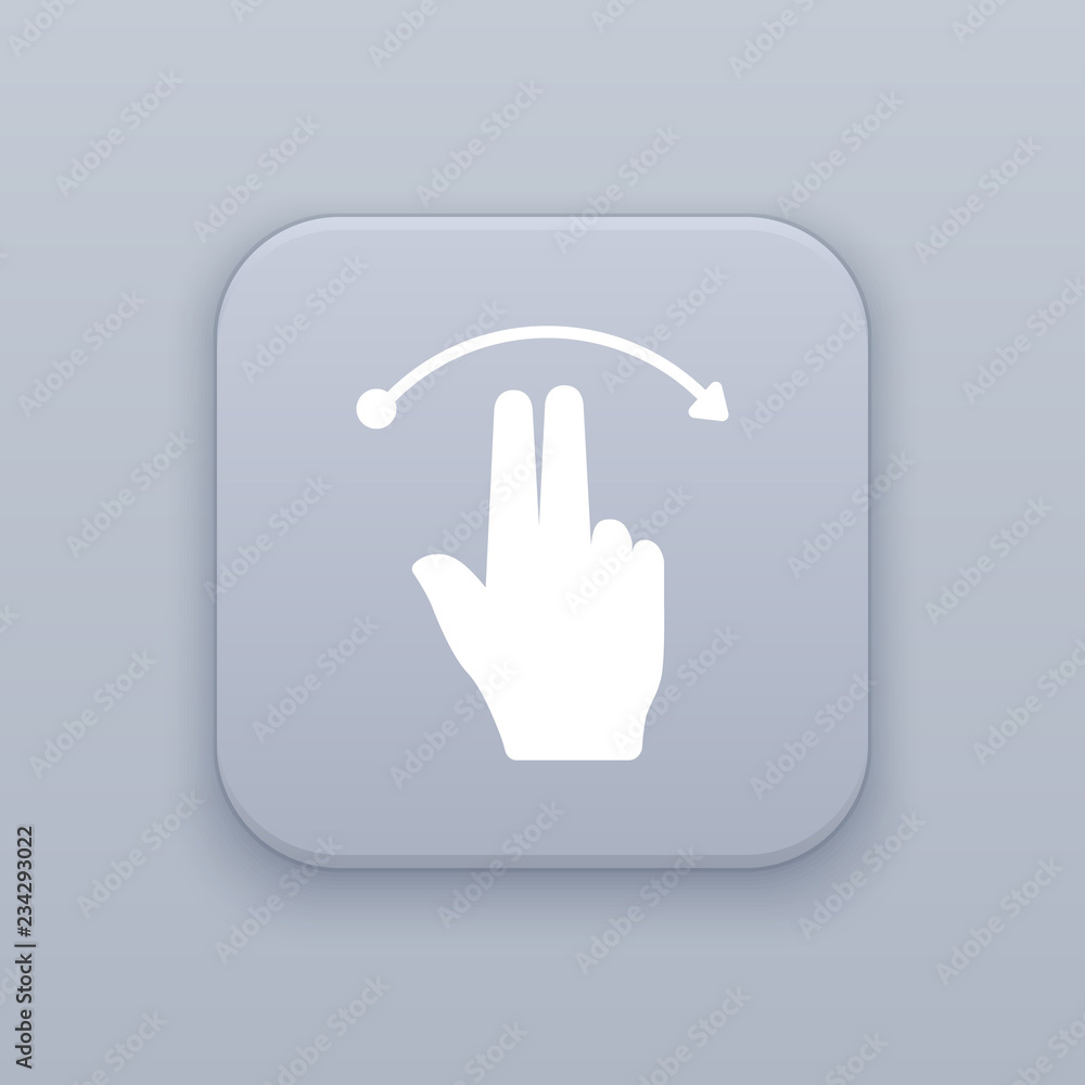Poster flipping right, gesture flipping right, gray vector button with white icon