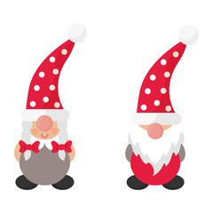 cartoon christmas gnome boy and girl
