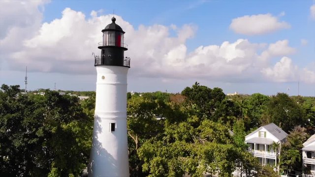 KEY WEST, FL, USA - APRIL 24, 2018: Drone footage made near Key West Lighthouse on Key West island, Florida