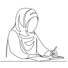 muslim girl student studying