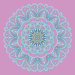 Floral round design sign. Vintage circular pattern