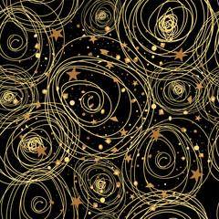 Winter festive seamless pattern on black background.