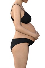pregnant woman touching her big belly. Close up. Motherhood, pregnancy, people and expectation concept. Pregnant woman expecting baby 