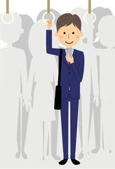 ビジネスマン　通勤電車