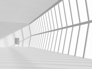 Obraz premium empty white toned corridor in modern building, 3D rendering