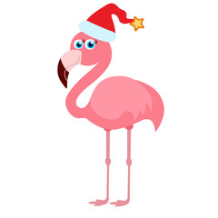 flamingo with elf hat illustration