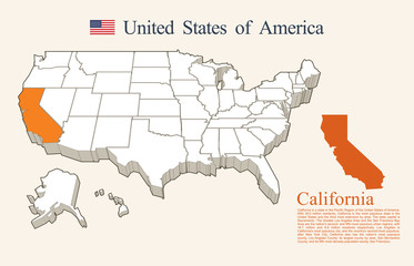 USA map vector, California