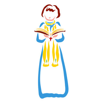 recommend clip art: Sermon, Christian pastor in a cassock with a Bible in his hands