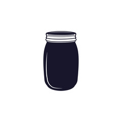 Vintage hand drawn silhouette jar symbol. Cute monochrome style. Stock illustration isolated on hiwte background