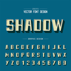 3D font and alphabet vector, Shadow bold typeface and number design, Graphic text on background