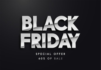 Black Friday silver sale vector illustration