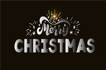 Merry Christmas vector text Calligraphic Lettering design card template. Creative typography for Holiday Greeting Gift Poster. Calligraphy Font style Banner. EPS10