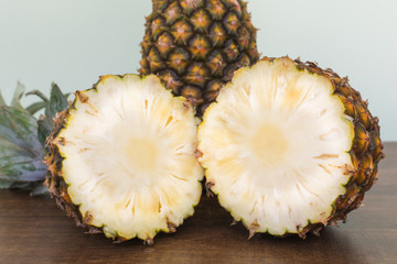 pineapple on wooden table