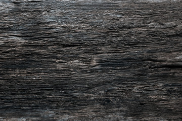 Old textured black wooden board/ old black wooden table top with cracks for the background