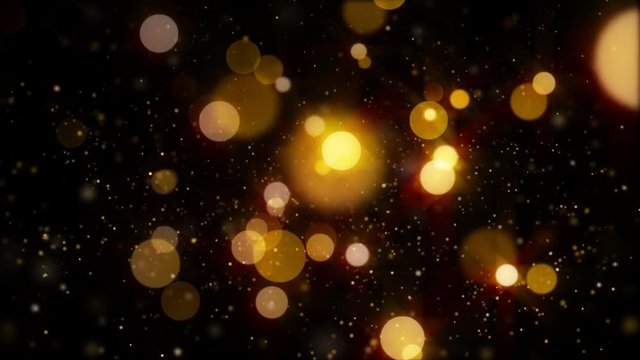 Golden glitter seamless background loop with floating motion for title frame