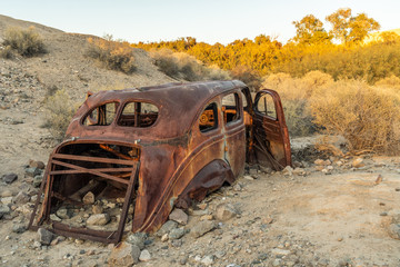 Rusted Abandond Car, Left in the Deserd, Willow Creek, China Ranch, Tecopa, California