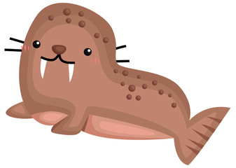 a vector of a cute and adorable walrus