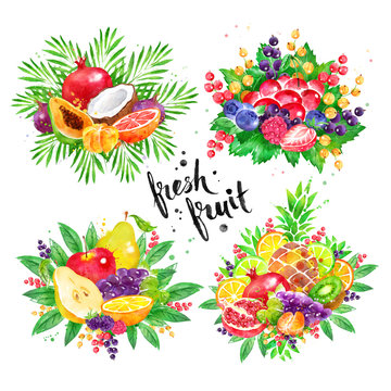 Illustration Set Of Fresh Fruit Bouquet