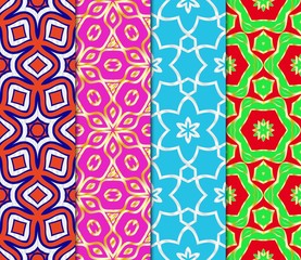 Set of Decorative floral ornament. seamless pattern. vector illustration. Tribal Ethnic Arabic, Indian, motif. for interior design, wallpaper