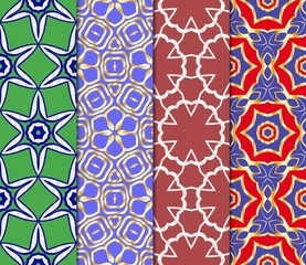 Set of Seamless geometric pattern with modern style ornament on color background. For wallpaper, cover book, fabric, scrapbooks