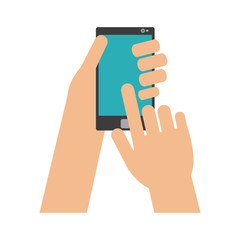 hand touching smartphone screen