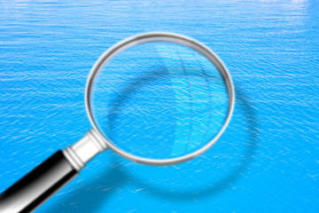 Water calm background - Concept image seen through a magnifying glass