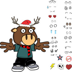 hug deer kid cartoon xmas collection set in vector format