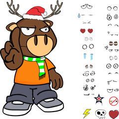 funny deer kid cartoon xmas collection set in vector format