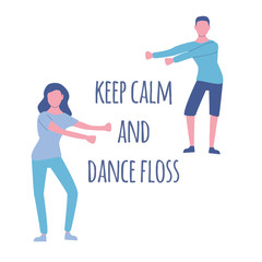 young people dancing popular floss dance flat style