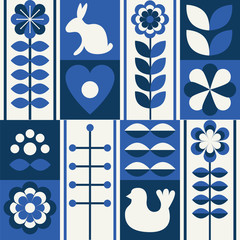 scandinavian folk art style pattern vector set © greenvector