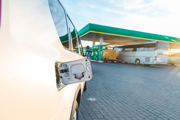 gas station petrol car in line fuel up