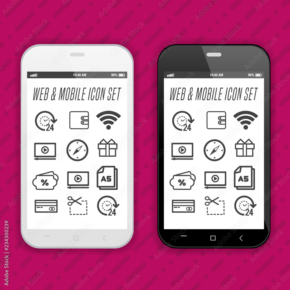 Poster smartphone with web and mobile application icons on screen.
