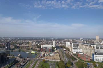 Fototapeta na wymiar canals roads and cityscape of Rotterdam