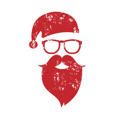 Santa Clause grunge red - obrazy, fototapety, plakaty