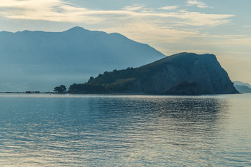 St. Nicholas Island in the bay near the town of Budva in Montenegro