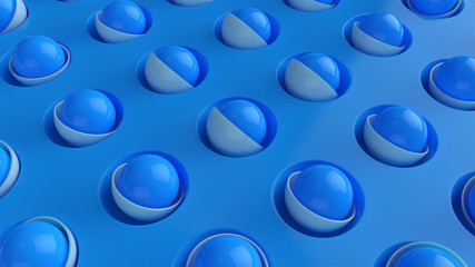 3d render abstract background with a simple geometric pattern from spheres and cylinders
