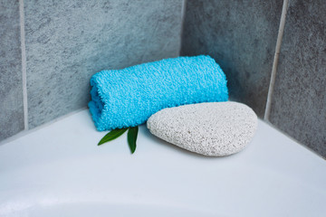 Spa penza stone with blue towel on bathroom. 