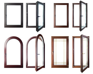 double door window isolated on white background