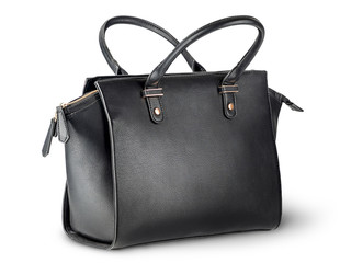 Elegant black leather ladies handbag