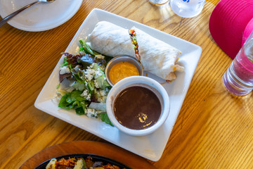 Burrito with grilled chicken and vegetables